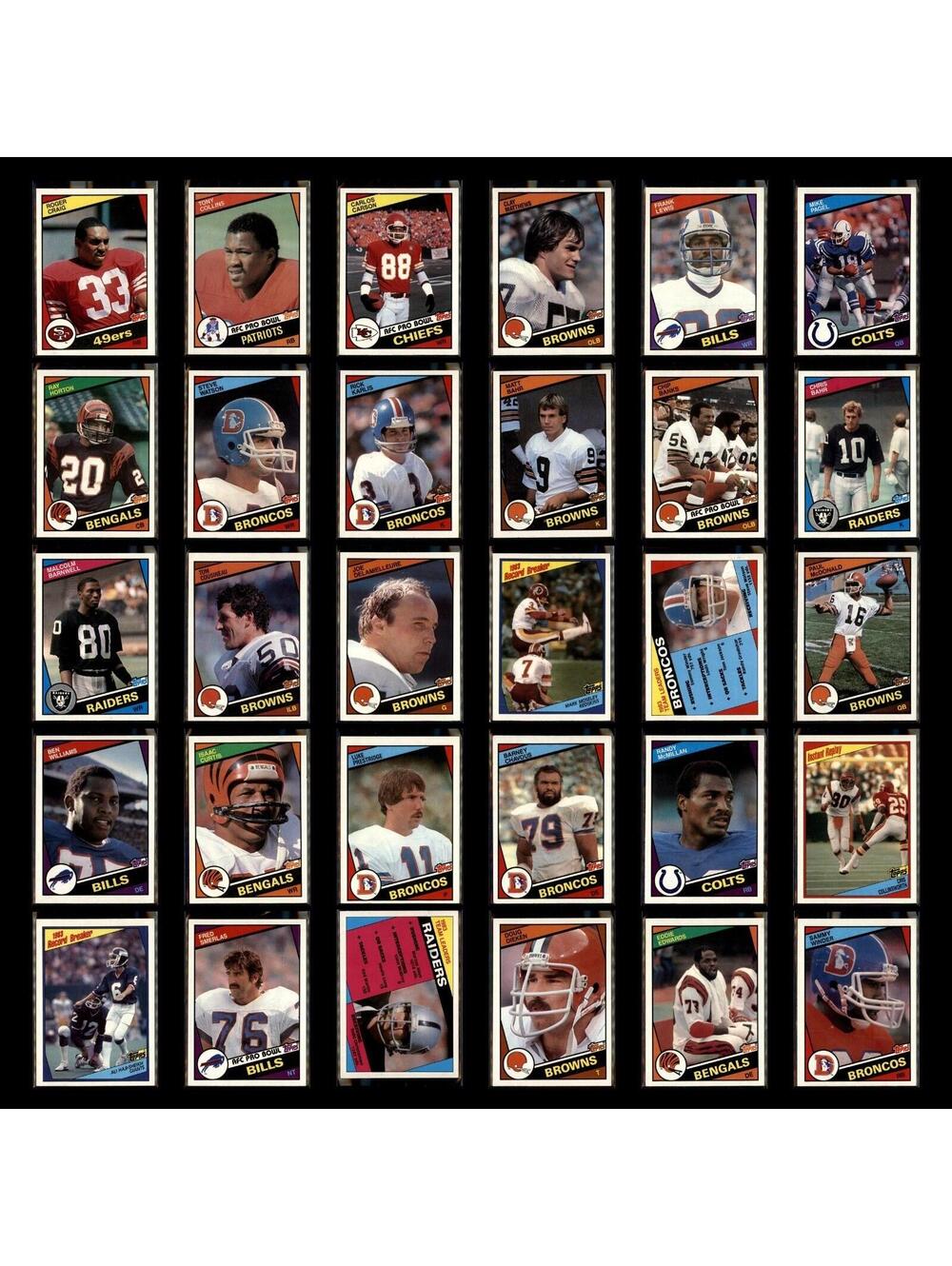 1984 Topps Lot 30 Football Cards Colts NM-Mint NFL Collection - Roger Craig RC